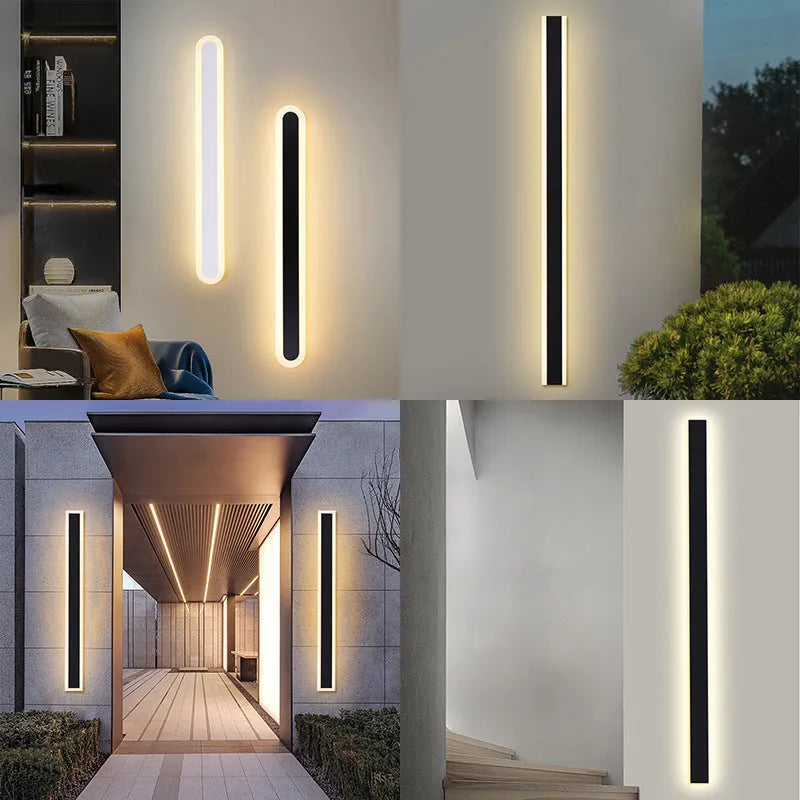 Outdoor LED strip wall lamp with wrought iron housing, 150cm length, IP65 waterproof rating