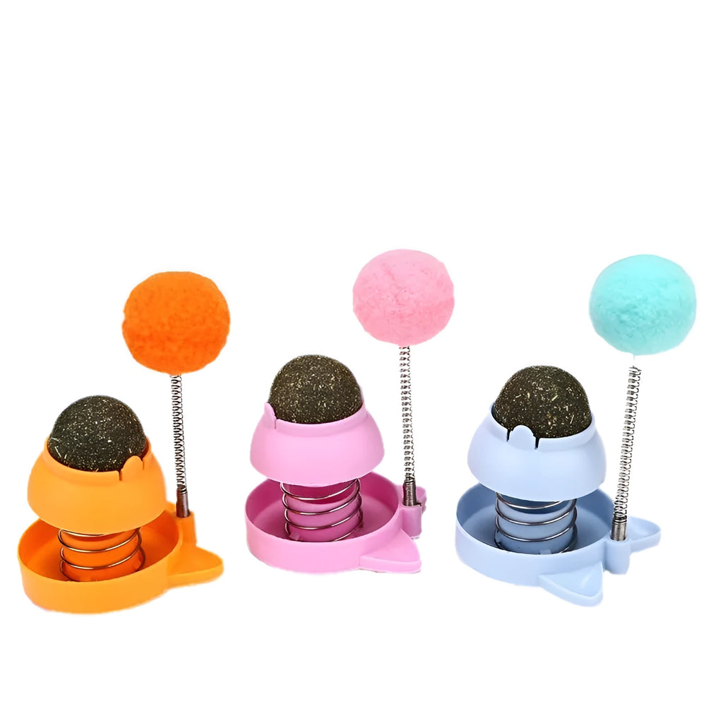 Compact 55x55mm mint ball cat toy for interactive play and dental care