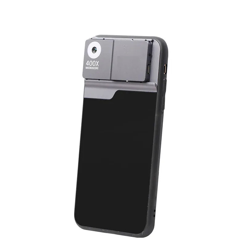 Black silver mobile phone microscope lens with aluminium alloy and TPU shell for iPhone compatibility