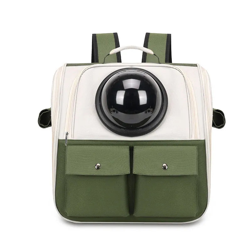 Solid-colour polyester cat space capsule backpack for cats up to 7.00kg, portable pet carrier bag