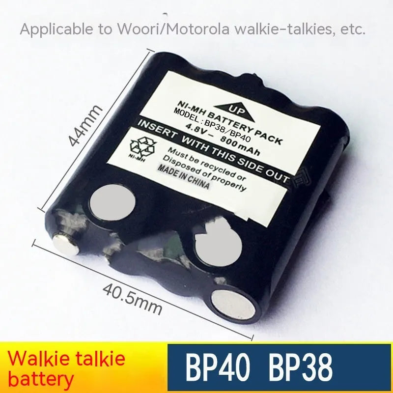 BP38 BP40 800mAh 4.8V walkie-talkie battery pack, 44x40mm, for T5 T6 T7 T8 radios
