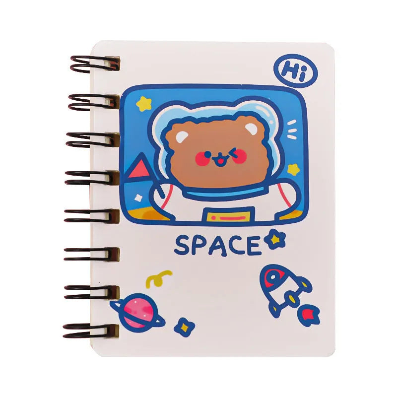 Astronaut series pocket flipper notebook in A6 size, showing one of the four illustrated cover options.