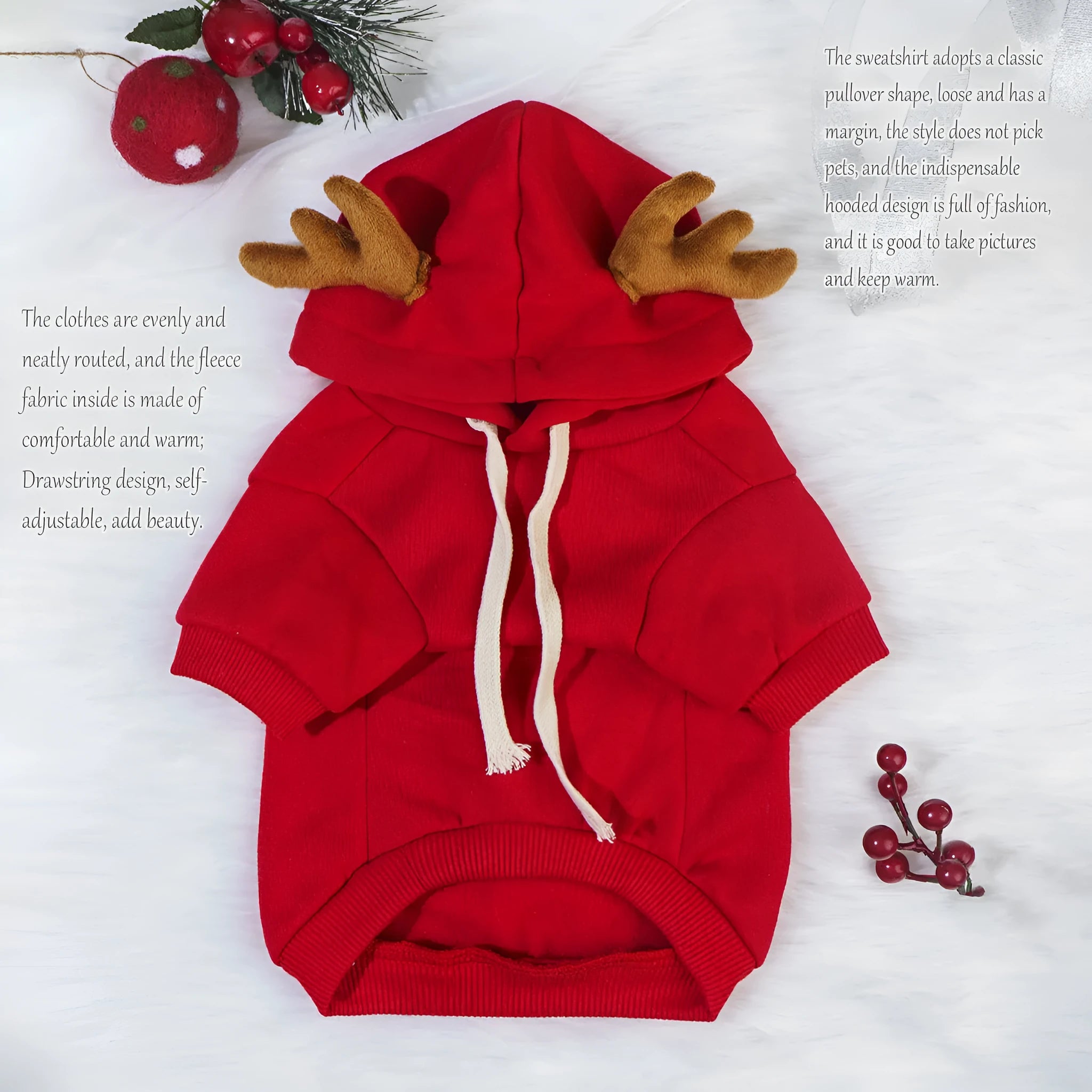 Red polyester cotton Halloween elk Christmas pet costume for dogs and cats