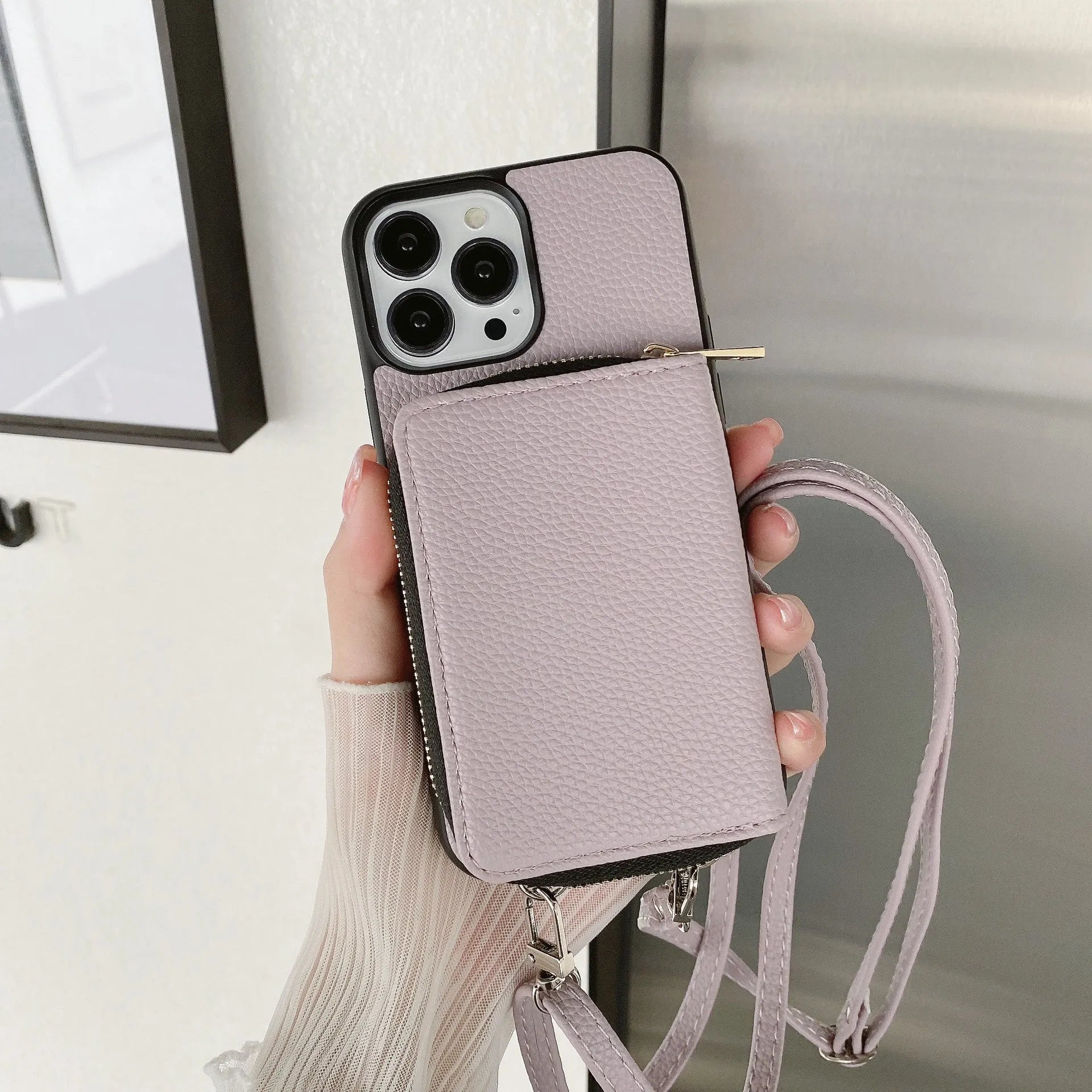 Litchi patterned protective phone case for iPhone models in various colours including black and green.