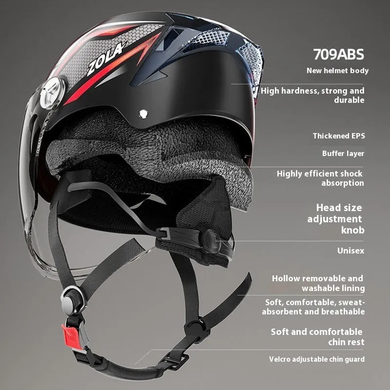 3C certified motorcycle half helmet with fixed sun visor and dual side mirrors in light brown colour