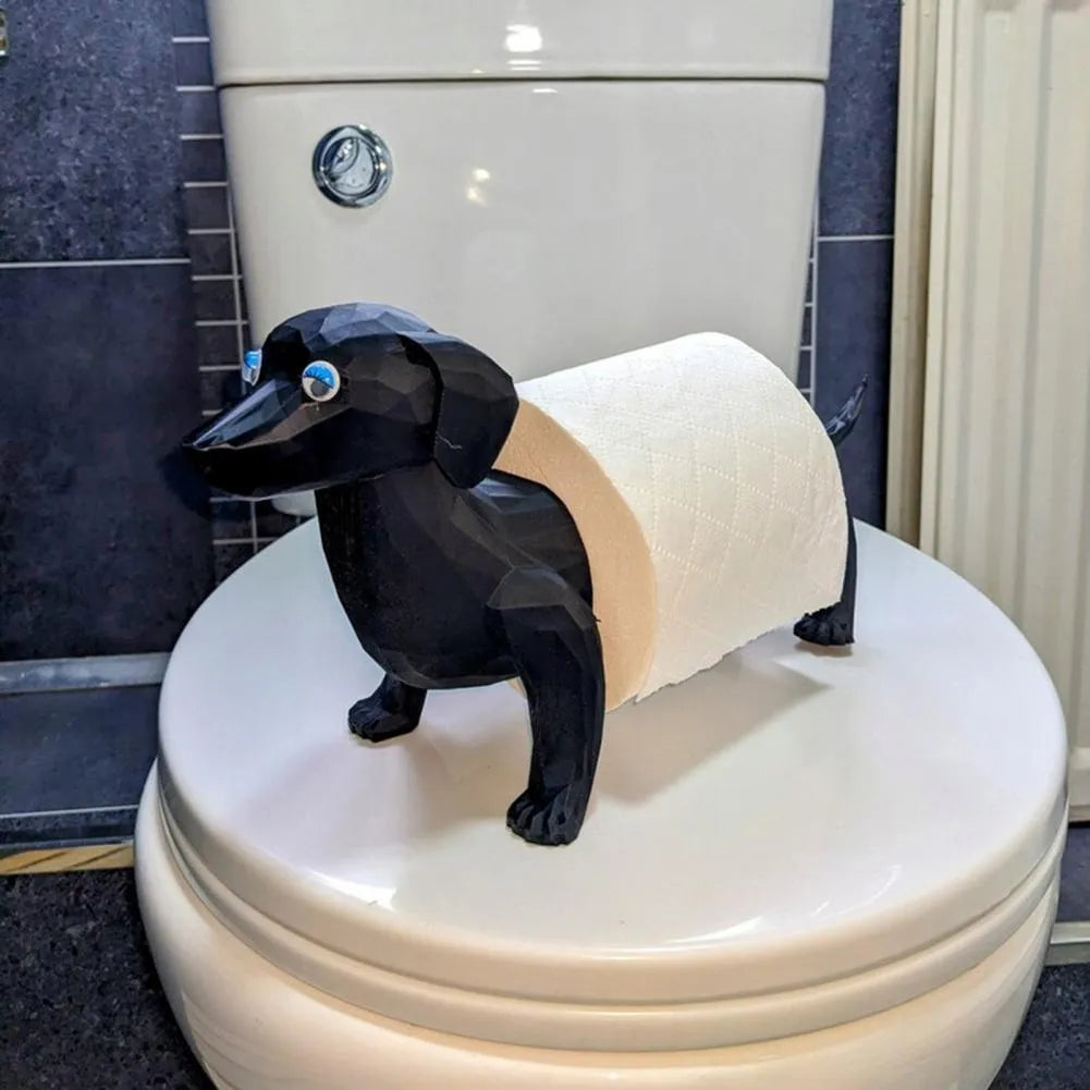 Puppy-shaped toilet tissue holder, solid colour, 8cm x 10.5cm freestanding paper stand