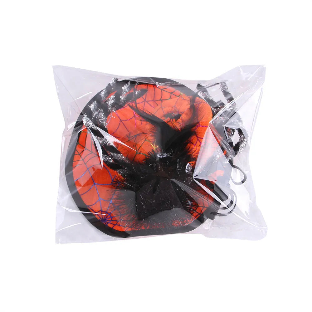 Pet funny headdress for cats and dogs Halloween embossed cloth hat 17x14cm purple black orange