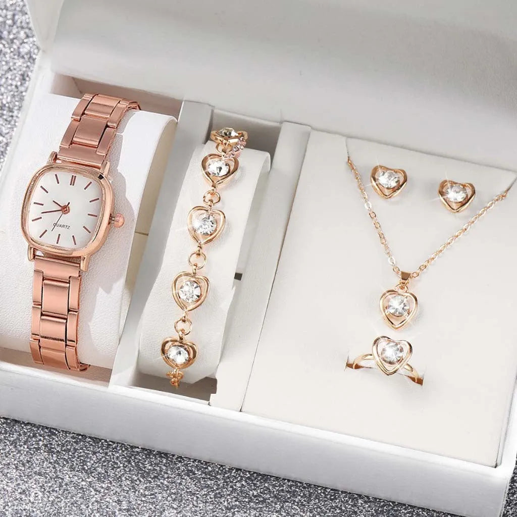 Women's alloy quartz watch with square or round case, Roman numeral or surface number dial, silver or rose gold finish, 10mm thick.