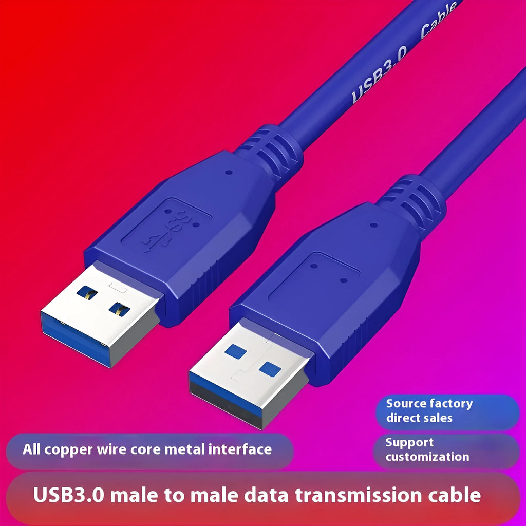 USB 3.0 public-to-public data cable with nickel-plated connectors for external hard drive enclosures.