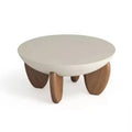 White solid wood coffee table with adjustable height and storage drawers