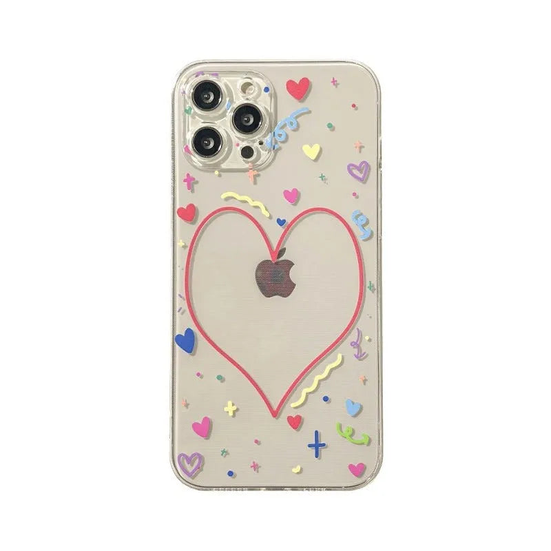 Transparent Love picture TPU phone case for iPhone, all-inclusive with anti-wear and anti-fall functions