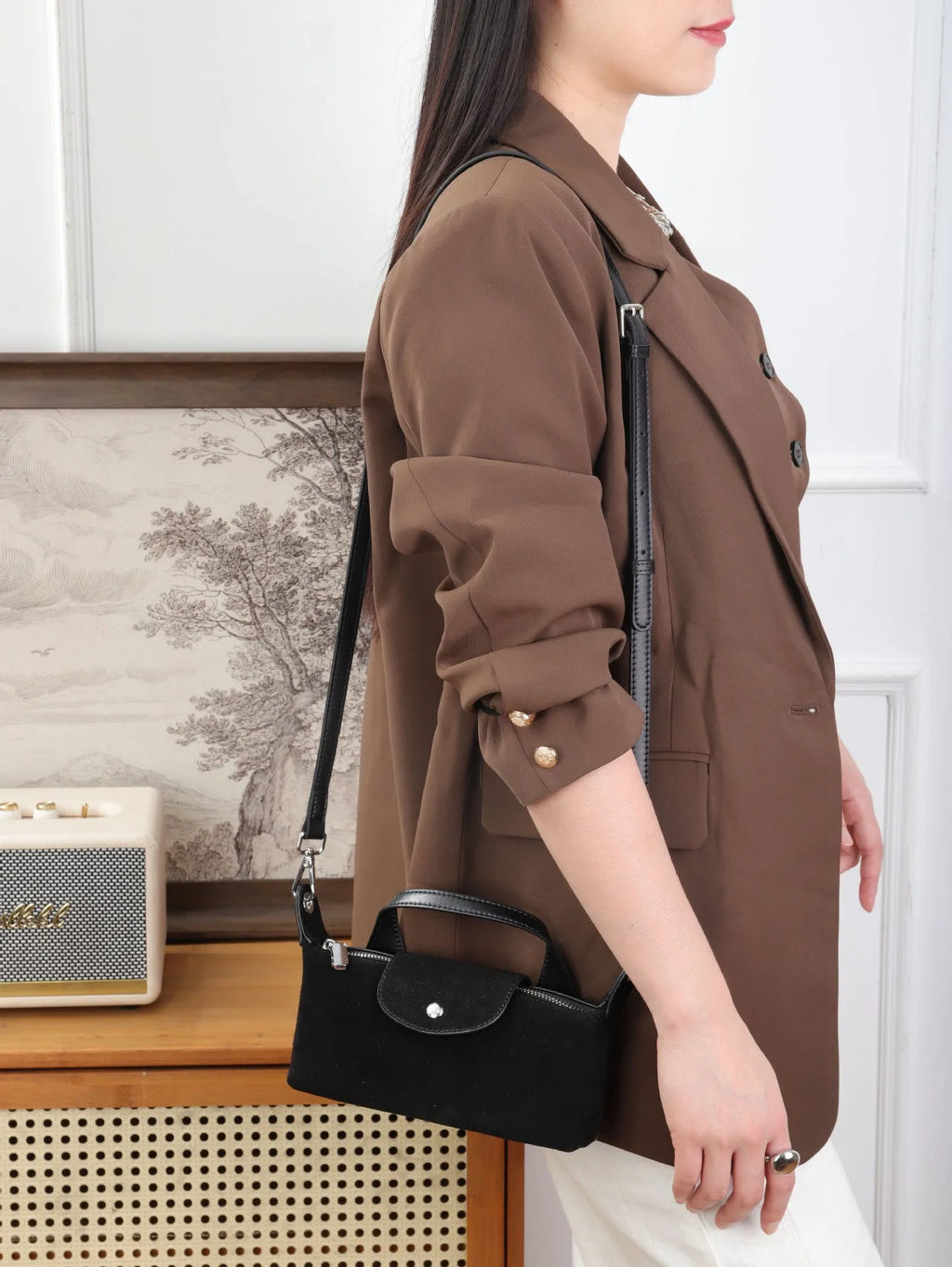 Corticbagal women's genuine leather dumpling crossbody bag with patchwork and leopard print option