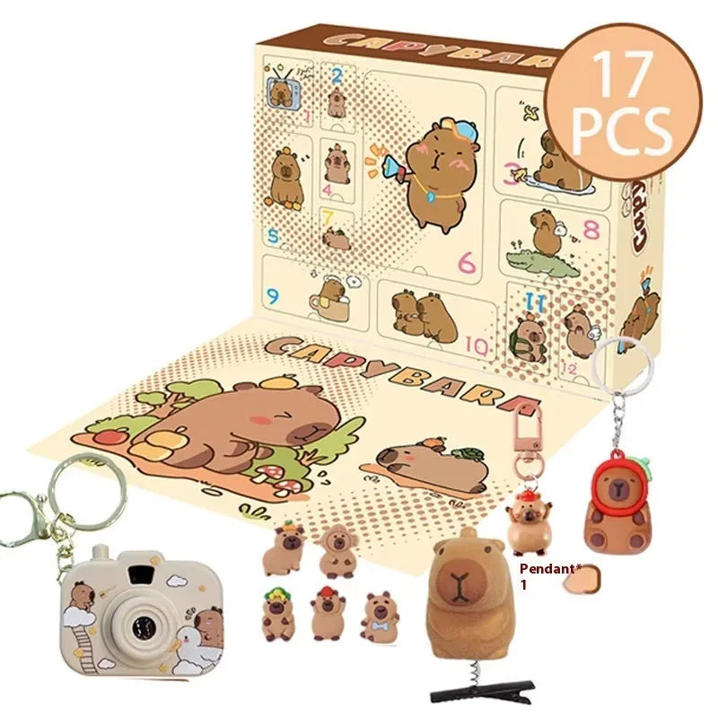 Christmas countdown blind box building block toy in khaki plastic, ST-45 17pcs music model