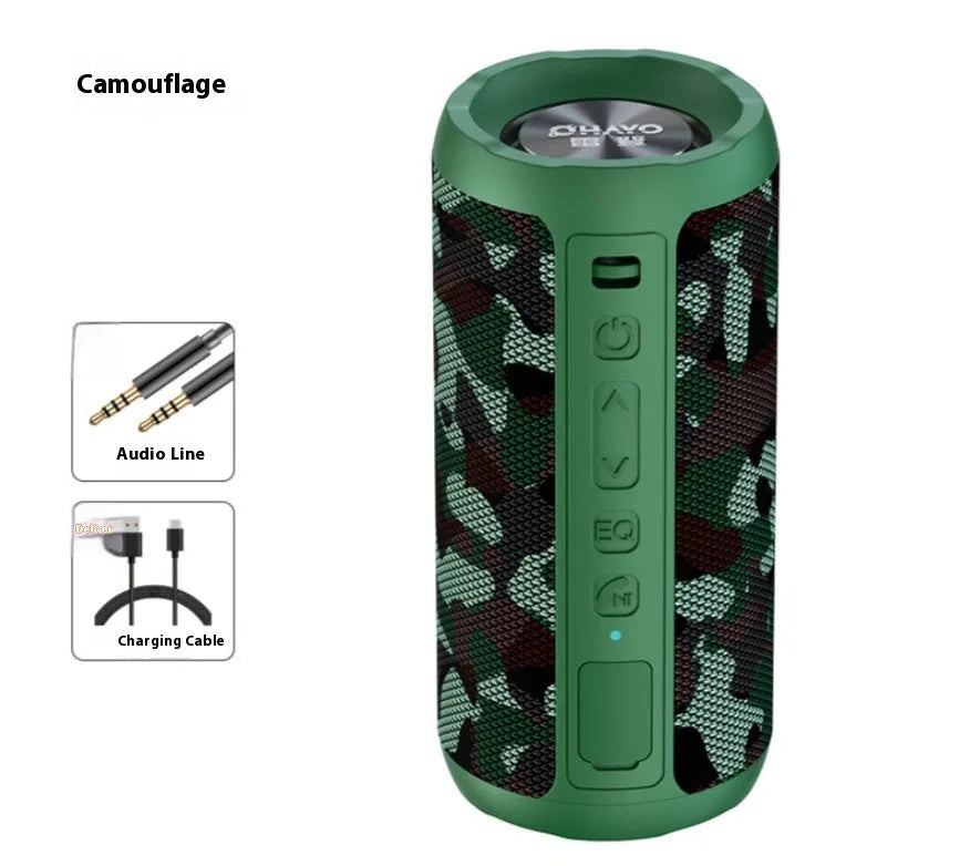 Bluetooth speaker home portable with subwoofer, 3600mAh battery, and waterproof nylon silicone shell in black standard edition