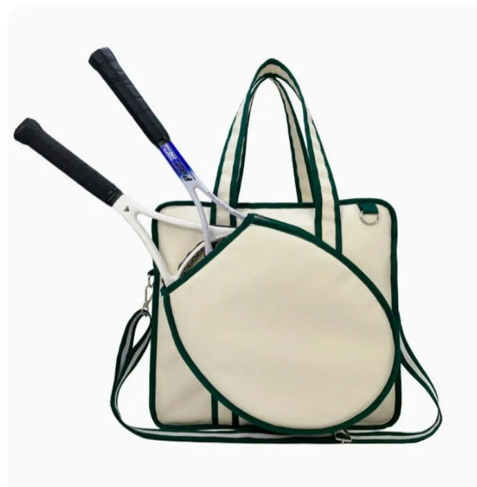 Fashion tennis racket bag in diving cloth, horizontal square shape, hand-carry crossbody shoulder pack, multiple colour options