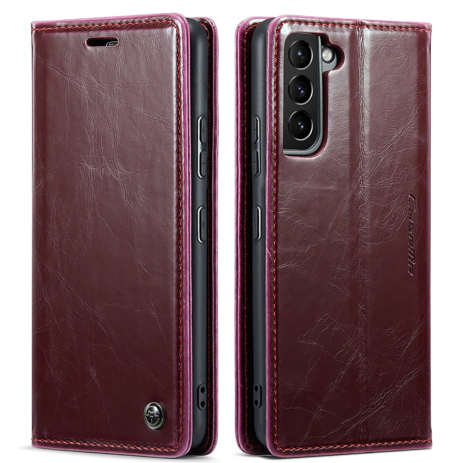 Crazy Horse pattern card flip phone case for Samsung A55 in black PC leather