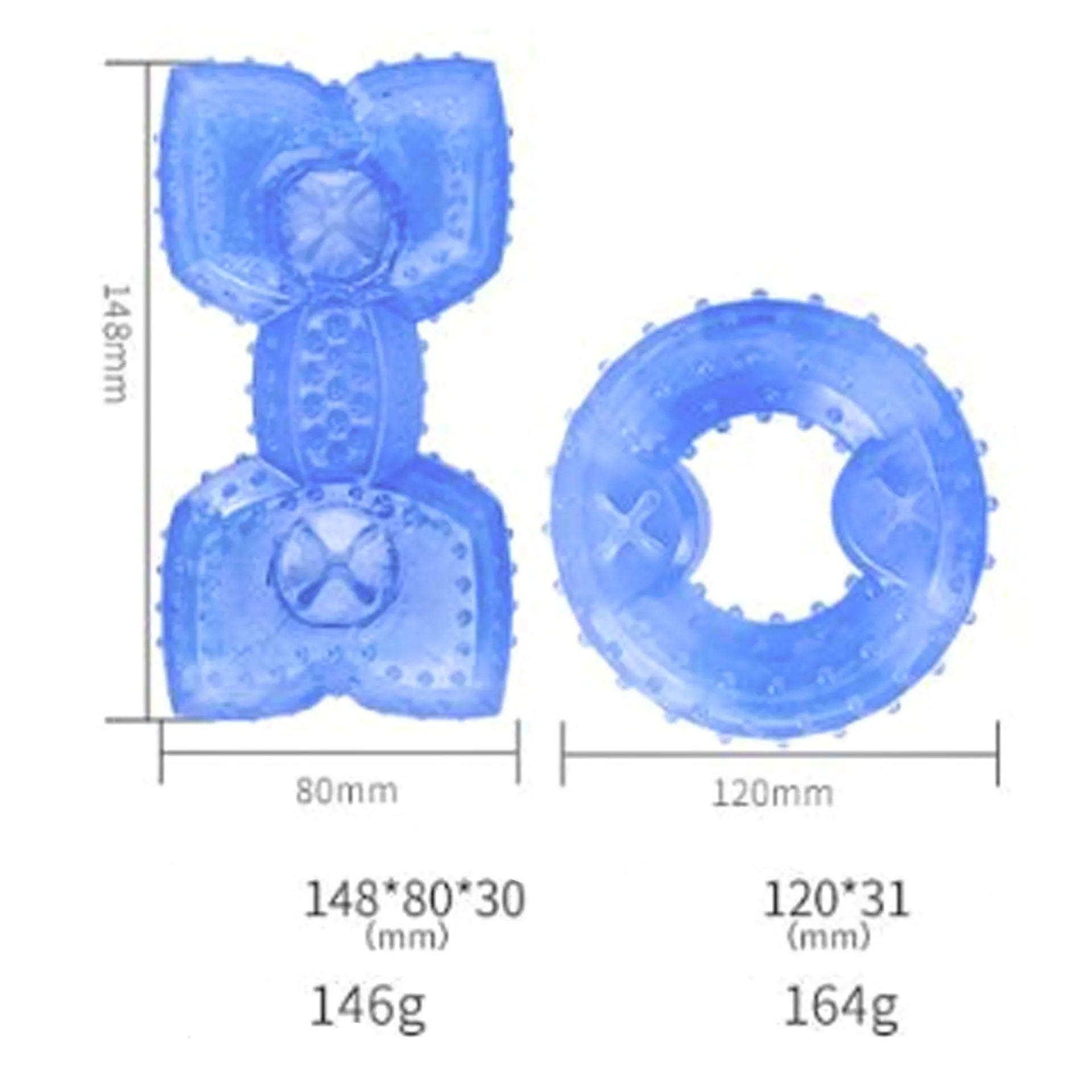 Freezable bone-shaped dog chew toy with a water-filled core for cooling and teething relief.
