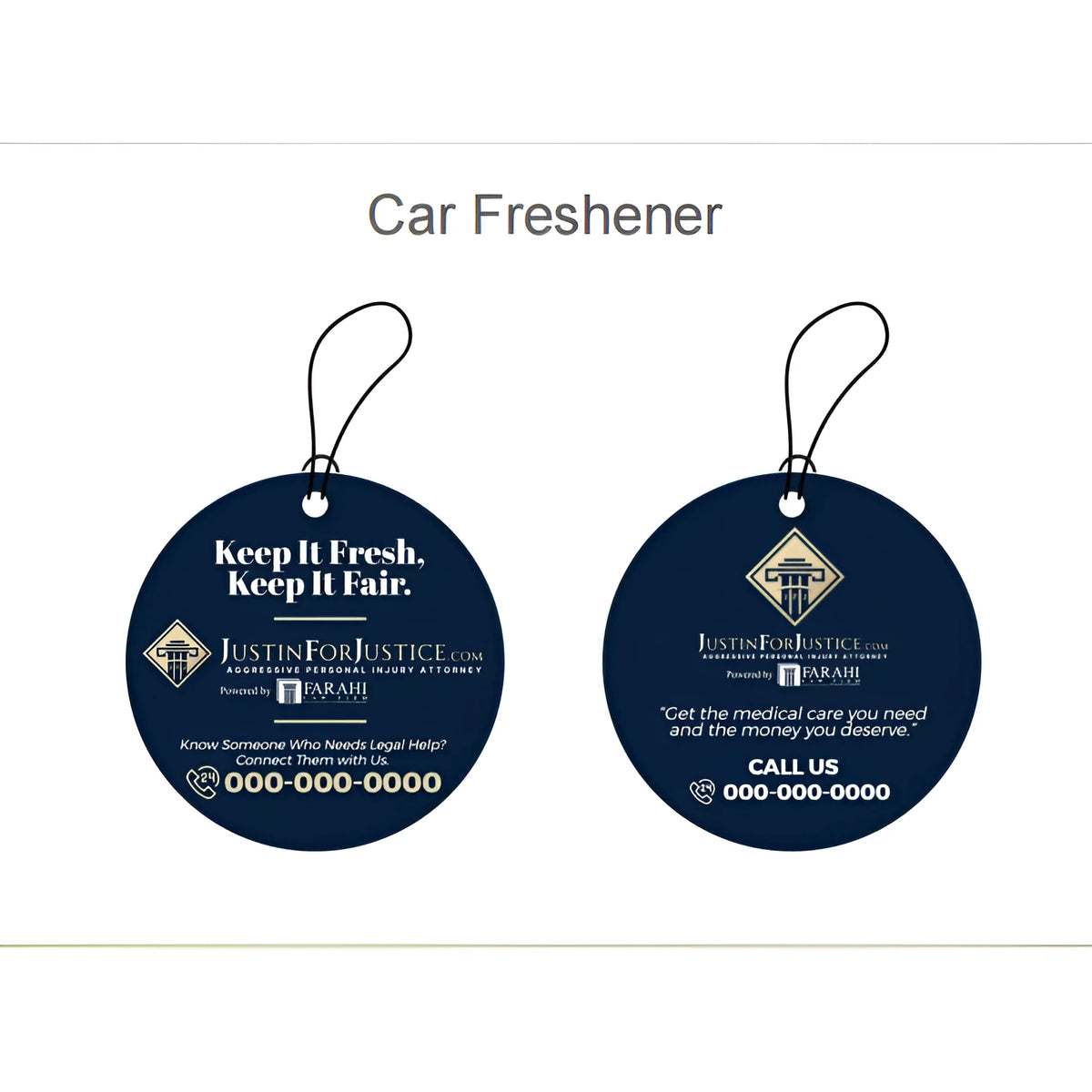 Hanging car freshener for vehicle interior and small spaces, simple air freshener design