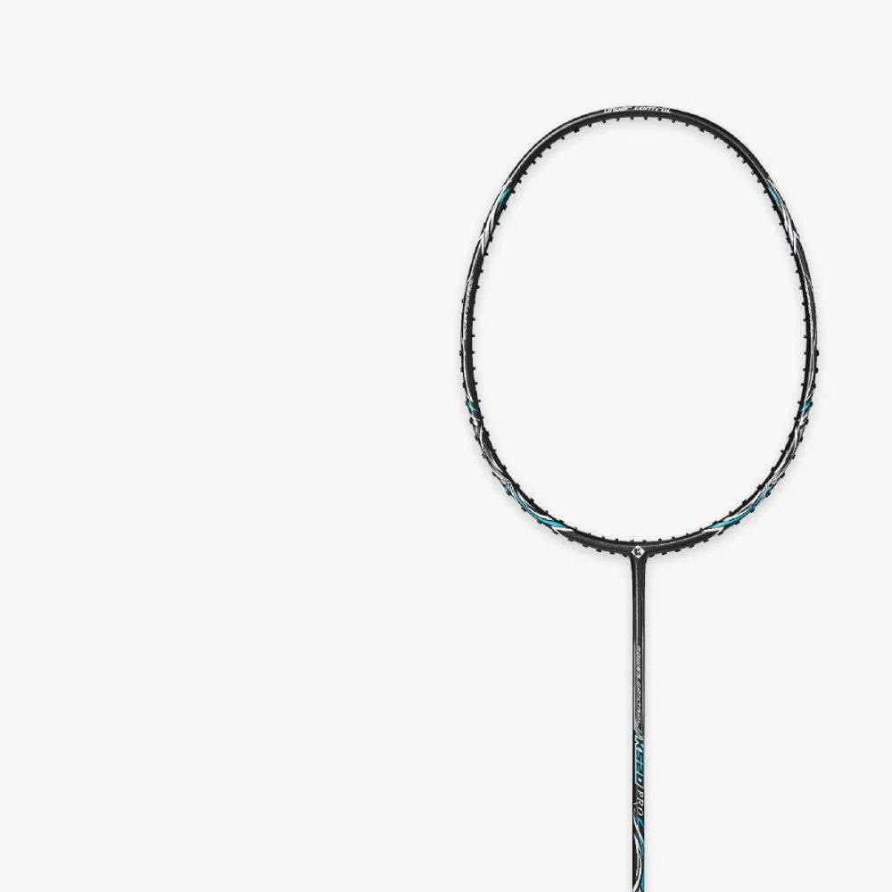 Ultra-light all-carbon fibre badminton racket with 675mm length, available in black, pink or white colour options