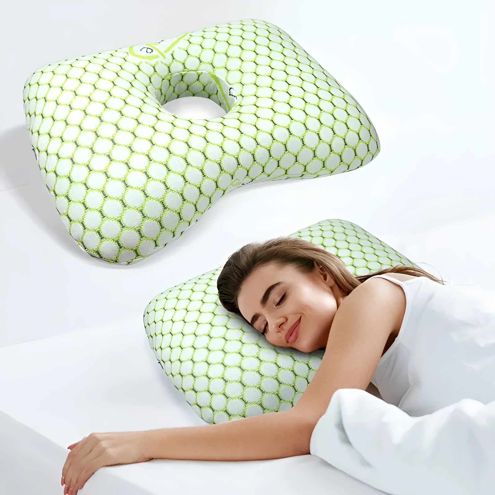 Beauty salon single hole ear pillow in new Chinese style, shown in a grey colour.