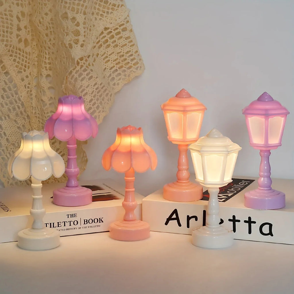Retro pagoda shaped night lamp with geometric 3D design and LED lighting in choice of colours