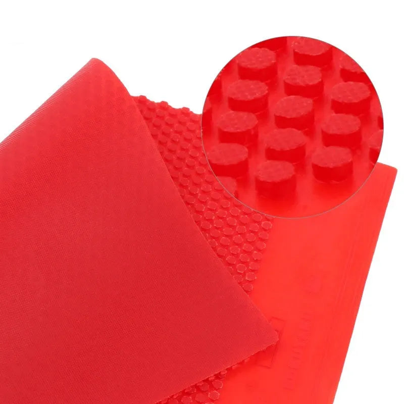 Single sheet of small particle table tennis rubber in red and black colour options