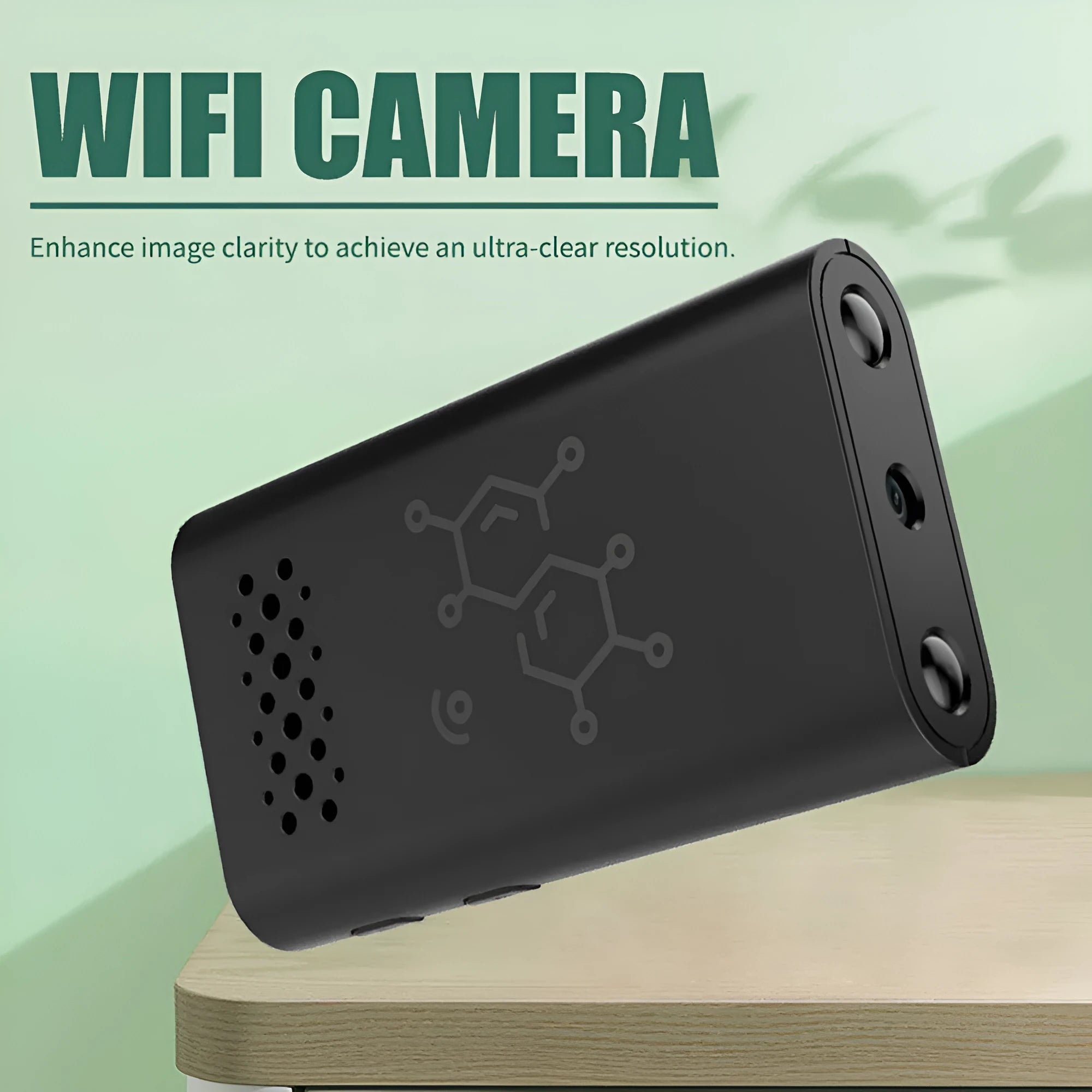 Black smart security camera with WiFi connectivity for indoor home monitoring and baby care