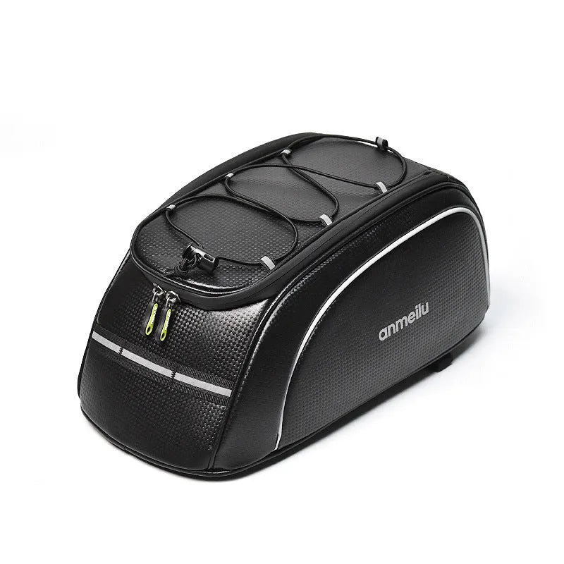 Waterproof black bicycle rear rack bag with 8-litre capacity