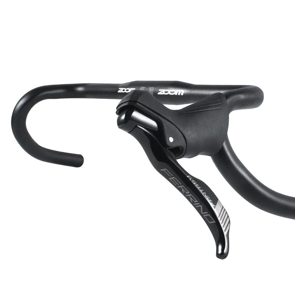Black aluminium alloy bent handlebar for road bike with 420mm width and 31.8mm clamp diameter