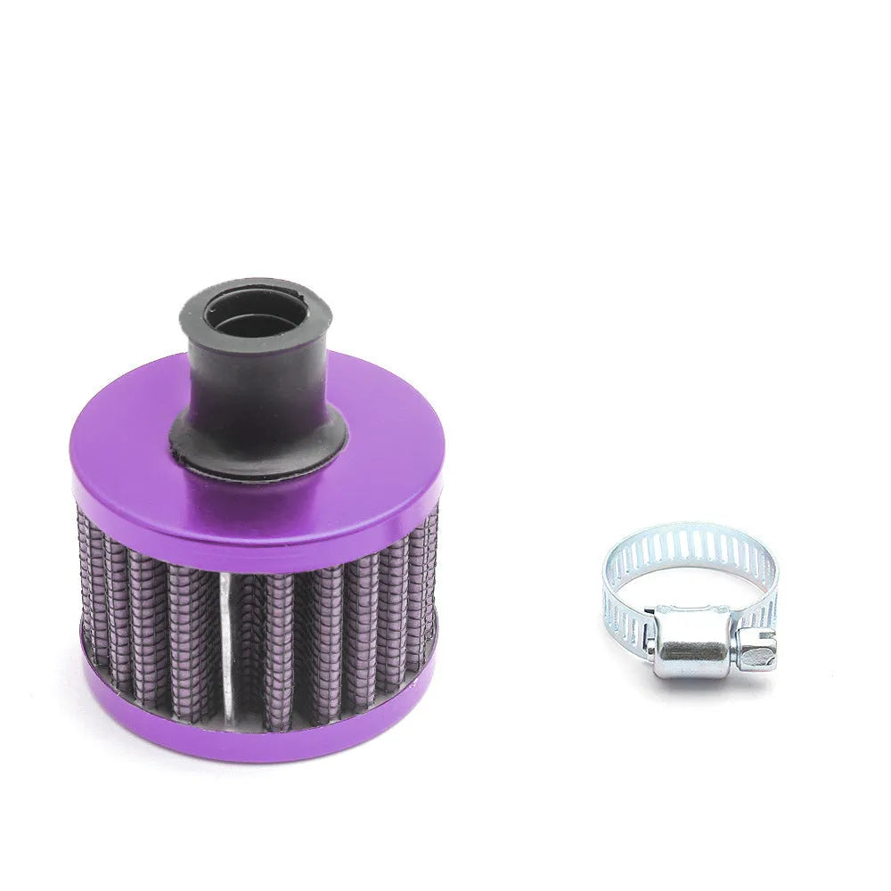 Car modification head air filter in silver with universal fit for engine intake replacement