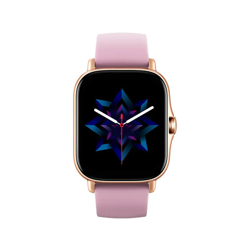 GT20 smart watch with black alloy case and silicone band showing heart rate monitoring display