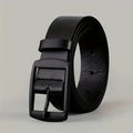 Men's 120cm imitation leather belt with alloy pin buckle in black or coffee