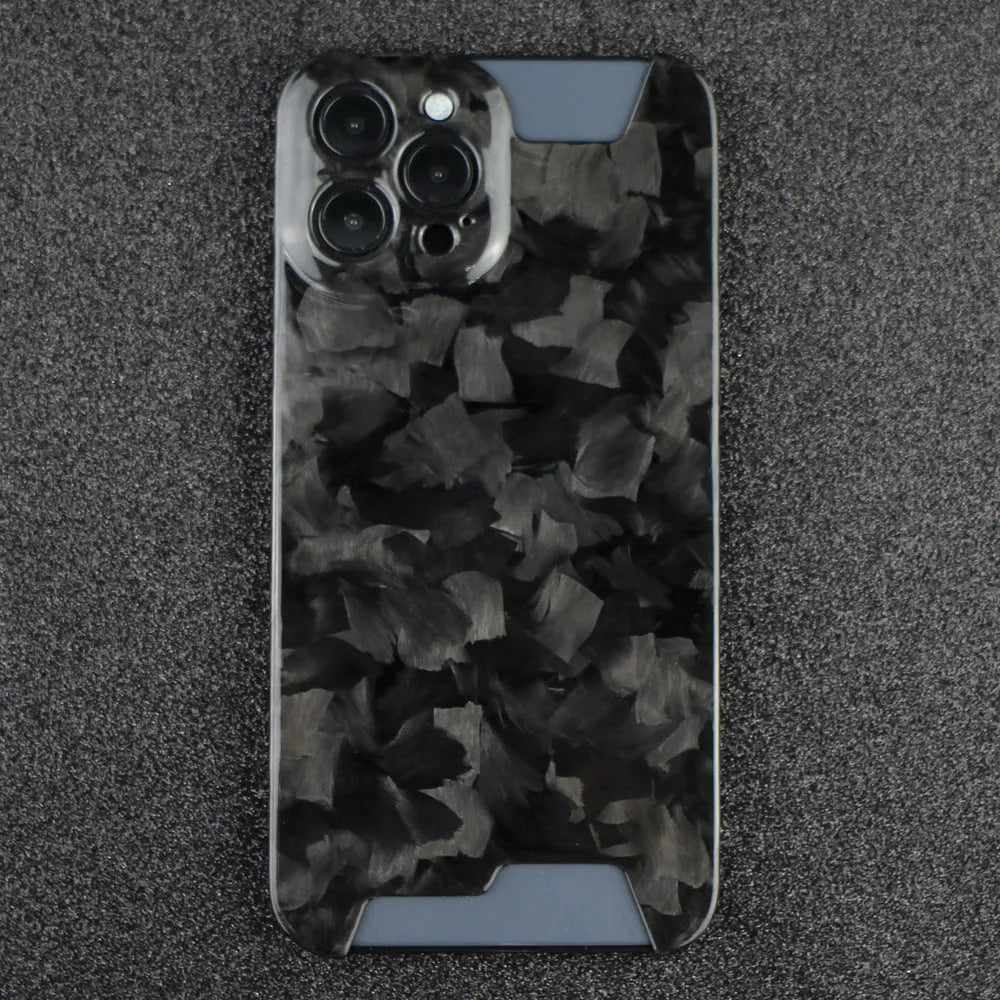 Black carbon fibre forged pattern phone shell for iPhone 12 Pro and 12 Pro Max, back cover type