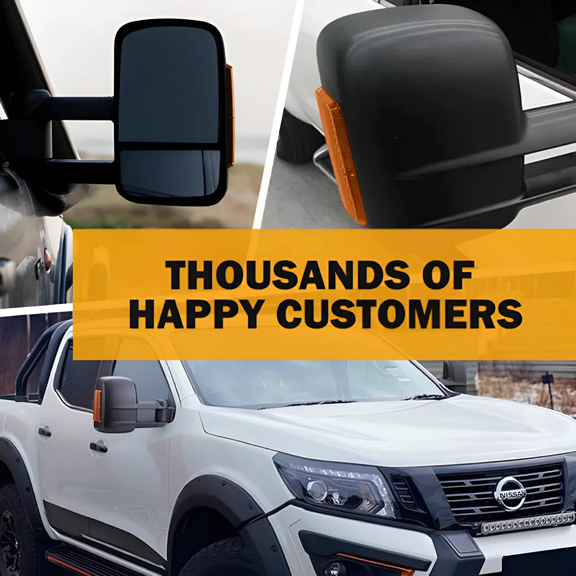 Black electric exterior rear view mirror with integrated light for Nissan NP300 D23 2015-on models