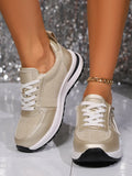 Women's solid colour lace-up pumps with round toe and flat rubber sole in gold, silver, black, brown options