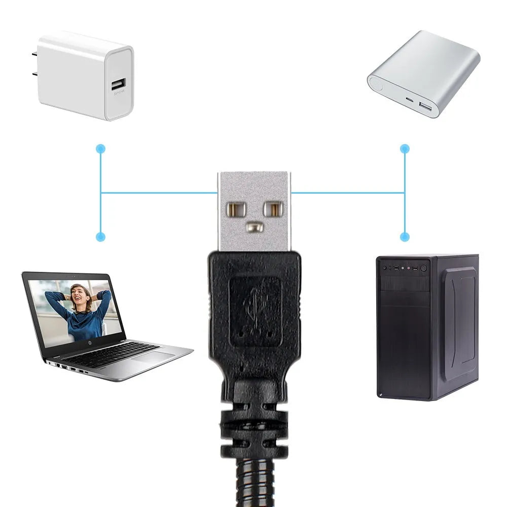 Adjustable Earth and Moon projection lamp with USB cable on a rotating hose bracket.