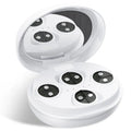 White wireless red light EMS handheld facial and eye massager on a clean background.