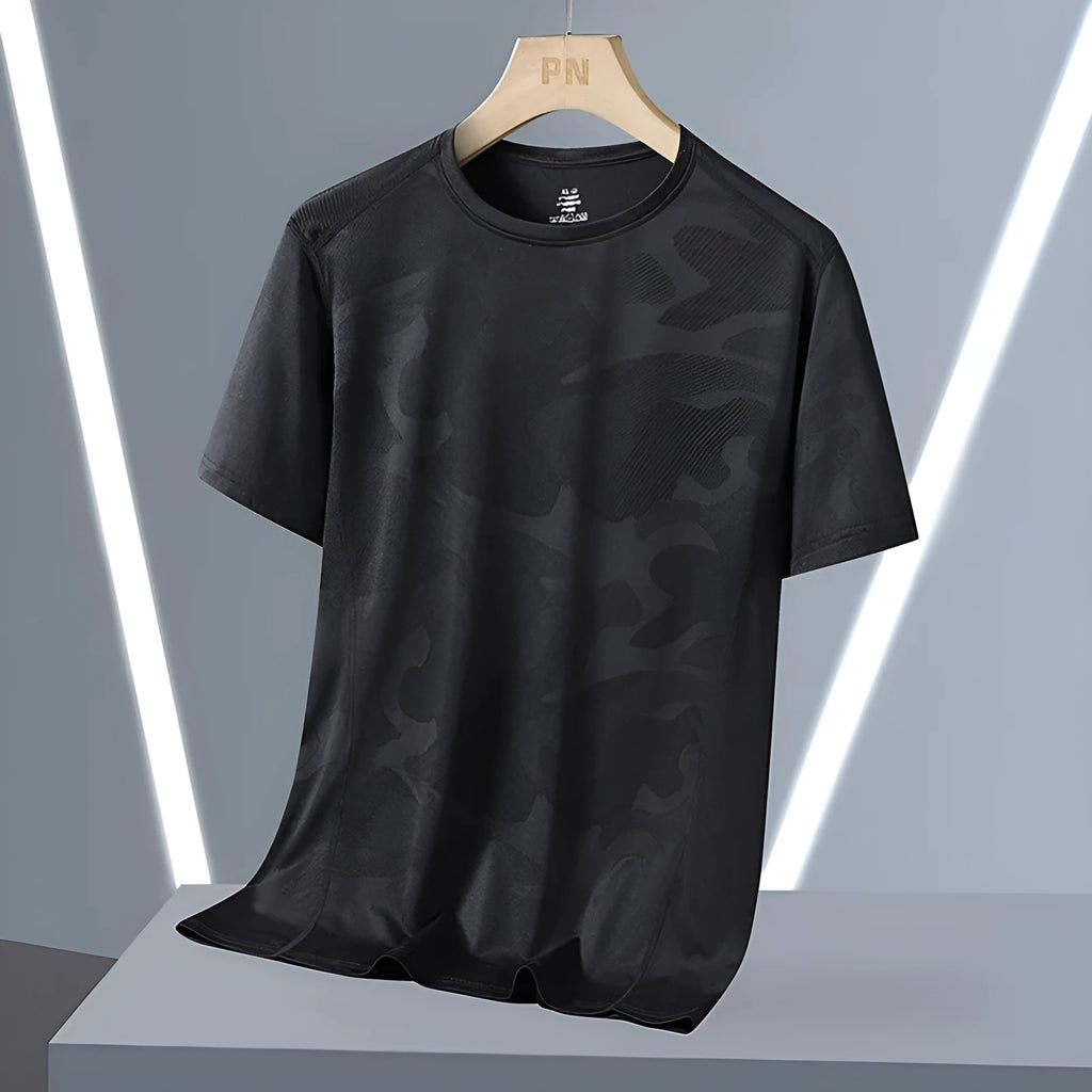Men's nylon quick-drying short sleeve t-shirt in camouflage print or solid colours