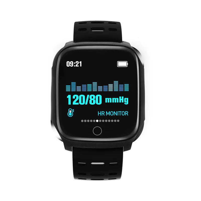 F16 Smart Watch with ECG, blood pressure and heart rate monitor on a silicone strap.