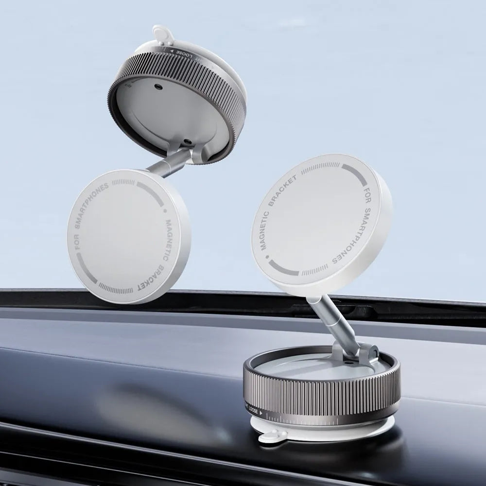Magnetic vacuum suction phone bracket in Night Blue Metal Black with 720-degree folding and rotating plastic body