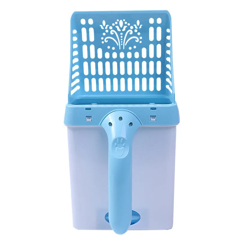 Neater Litter Scooper cat litter sifter scoop with attached waste bin and 15 scented bags, green blue grey, 24x10.5x5cm