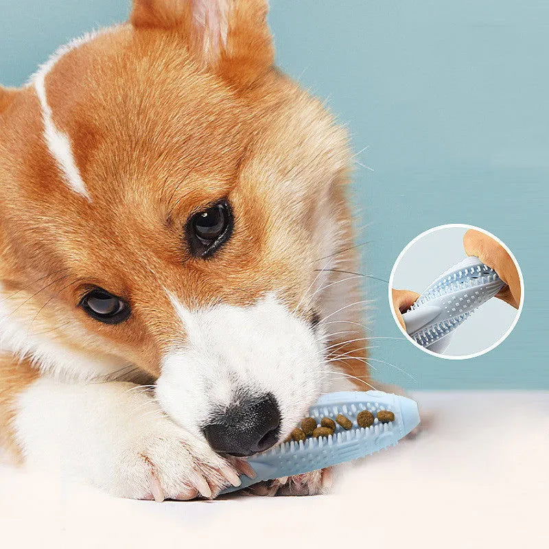 Pet leaky ball rocket shape teething stick in solid colour, 15cm, for dogs
