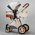 Four-wheel stroller with flat lying function, aluminium alloy frame, S-500-Classic Black colour, 15kg bearing weight, 45.5 x 20.5 x 67cm cart packaging size