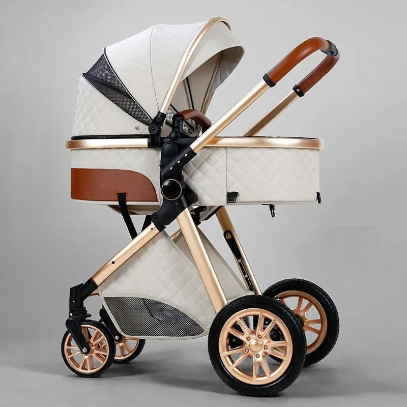Four-wheel stroller with flat lying function, aluminium alloy frame, S-500-Classic Black colour, 15kg bearing weight, 45.5 x 20.5 x 67cm cart packaging size