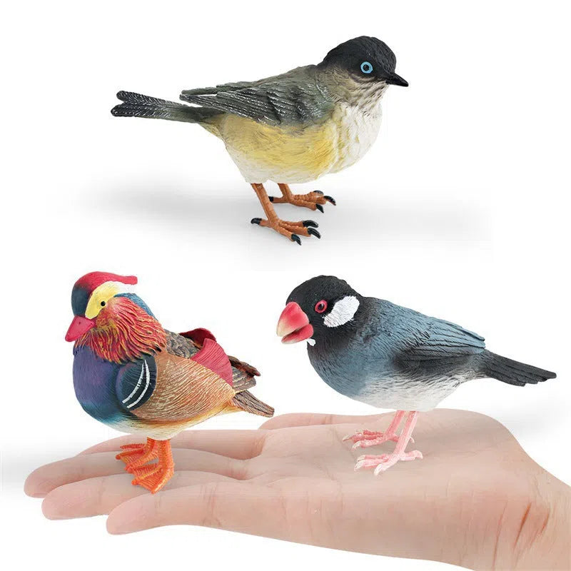 Handmade PVC mandarin duck and sparrow figurine for bonsai, garden, and home decoration