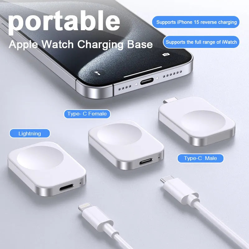 Black and white three-in-one magnetic wireless charger showing compact foldable design
