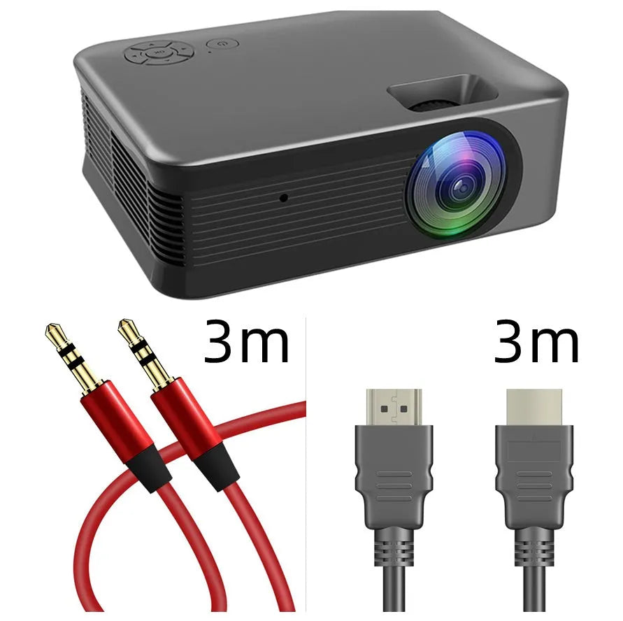 Portable compact projector with 2.4-inch LCD screen, 160x120x55mm, black casing