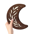 Bohemian style three-dimensional carved wooden leaf crescent pendant lamp with luminous night light.