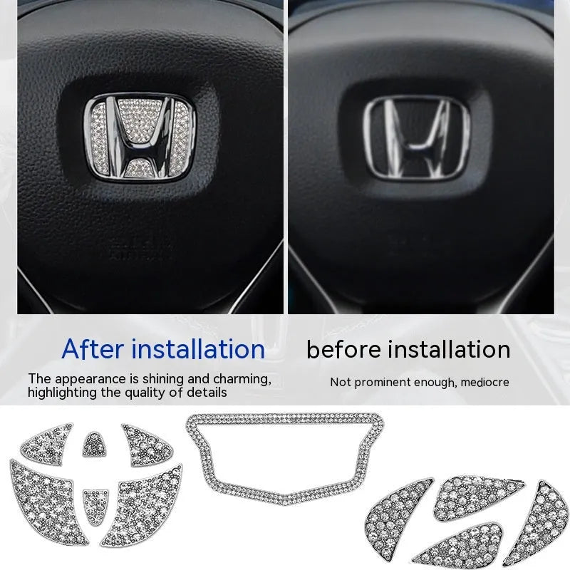 Zinc alloy diamond pattern decorative sticker for Toyota steering wheel centre