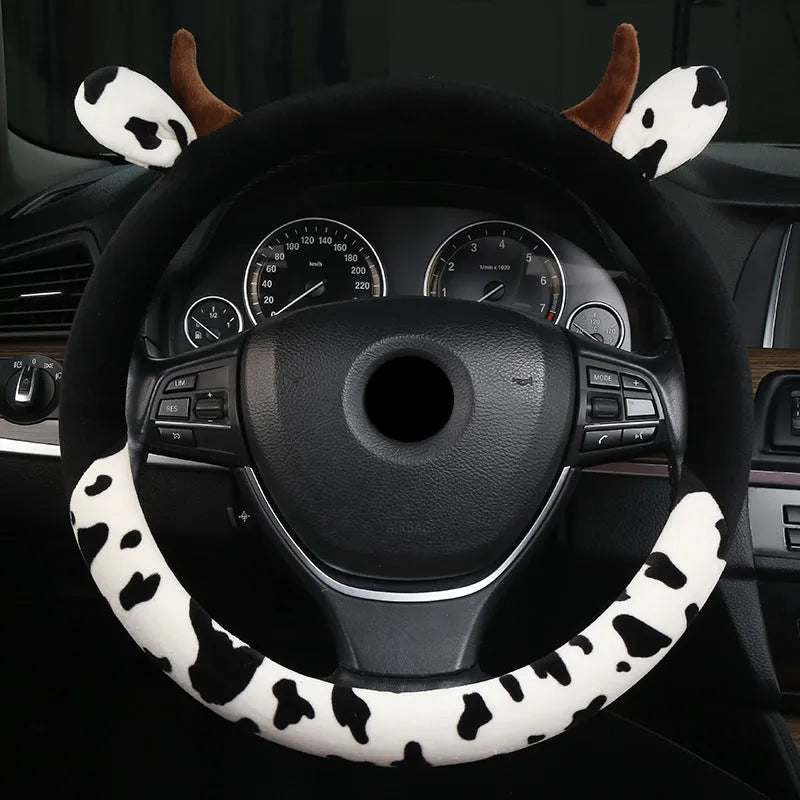 38cm plush automotive steering wheel cover in black or coffee colour